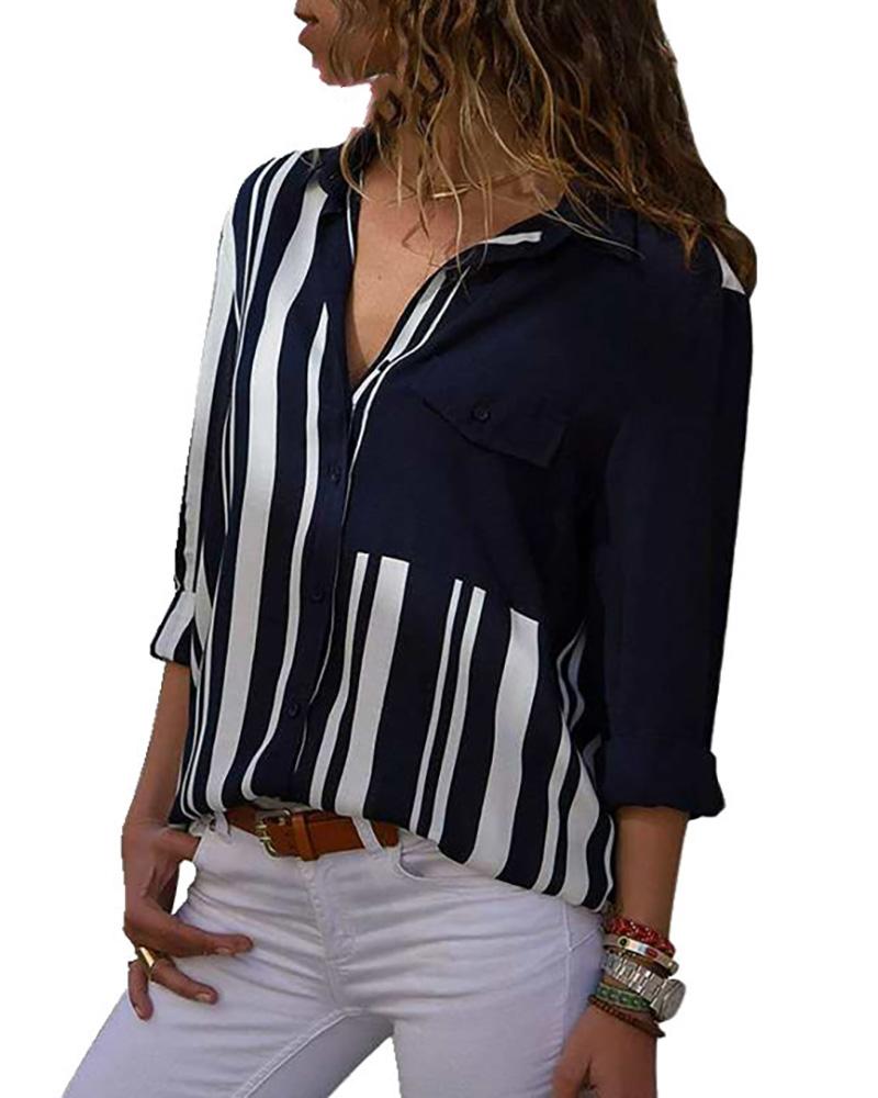 

Contrast Striped Button Through Shirt