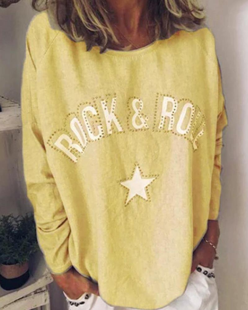 

Rock-N-Roll Crew Neck Top, Yellow