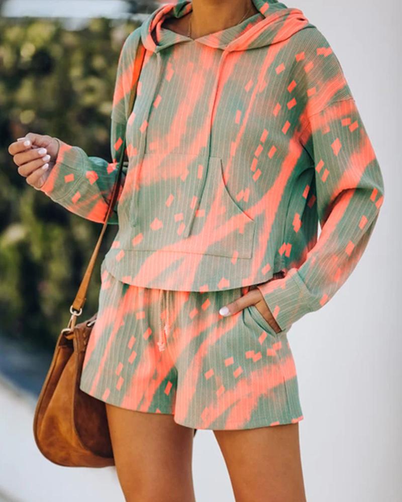 

Tie Dye Long Sleeve Hoodies Sweatshirts Suit Sets, Orange