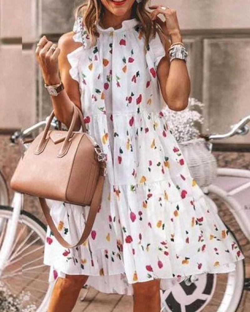 

Sleeveless Midi Swing Dress, White