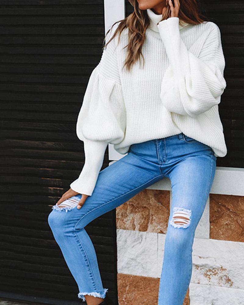 

Solid Puff Sleeve