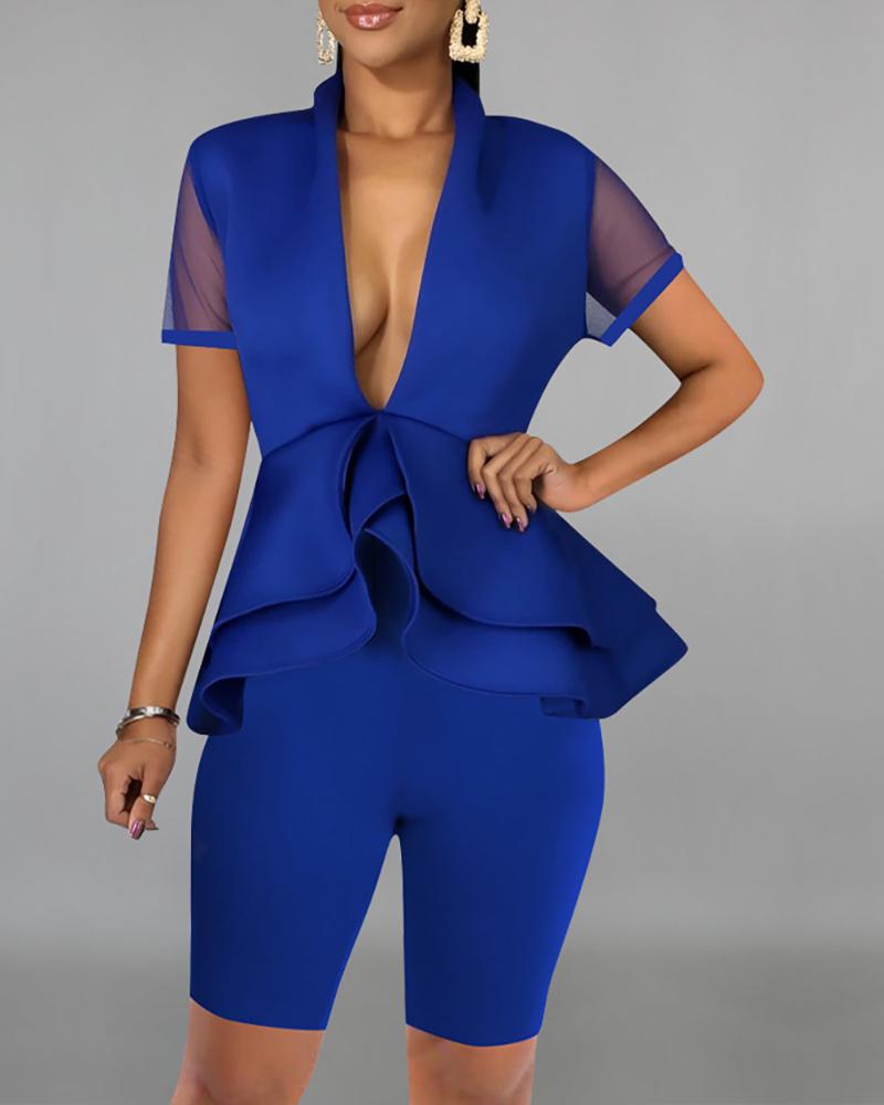

Ruffles Peplum Top & Short Sets, Blue