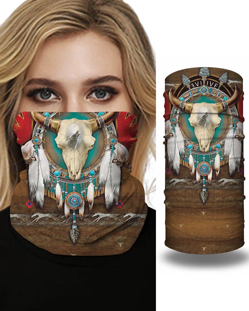 

Print Face Bandana Magic Scarf Headwrap Balaclava, Coffee