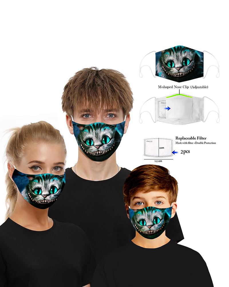 

Animal Print Mouth M .a. s. k Breathable Washable And Reusable With Replaceable Filter, Green