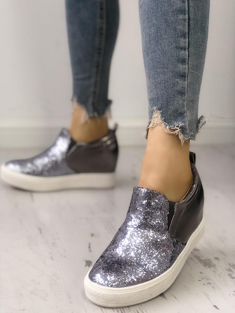 

Sequins Embellished Sport Sneakers, Silver