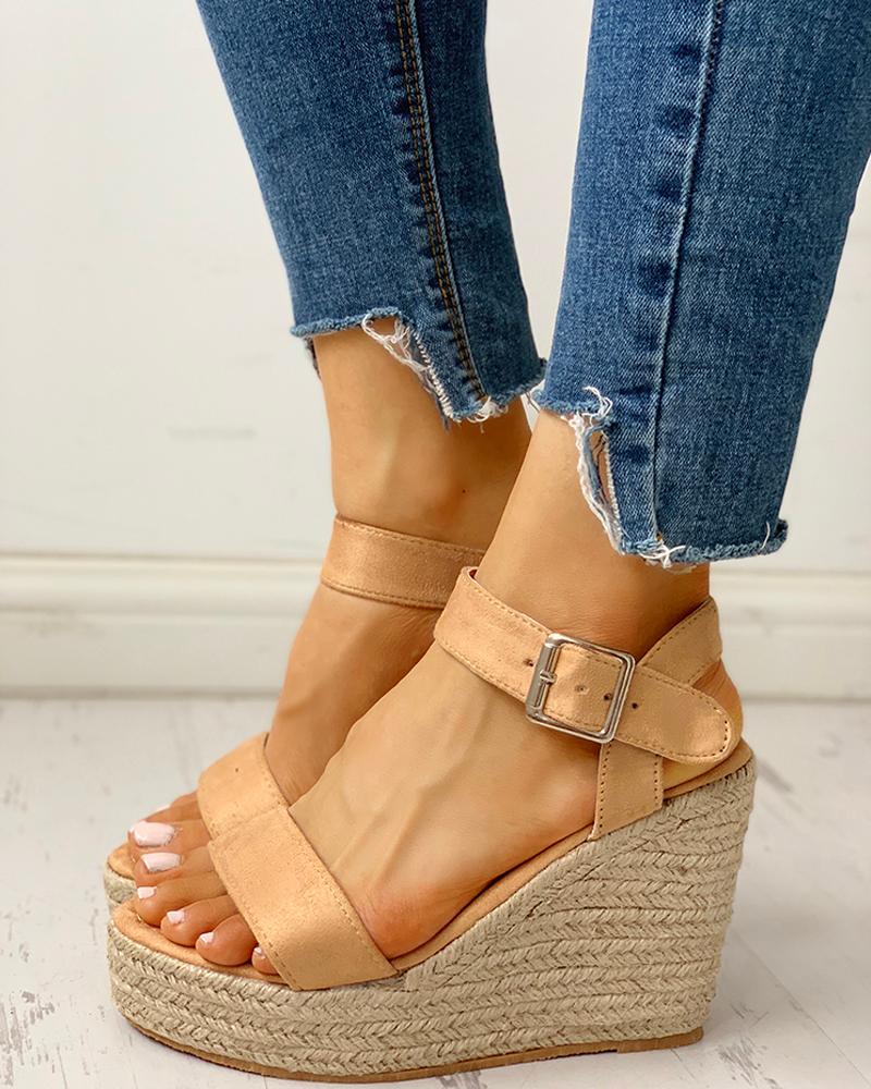 

Open Toe Espadrille Wedge Sandals, Apricot