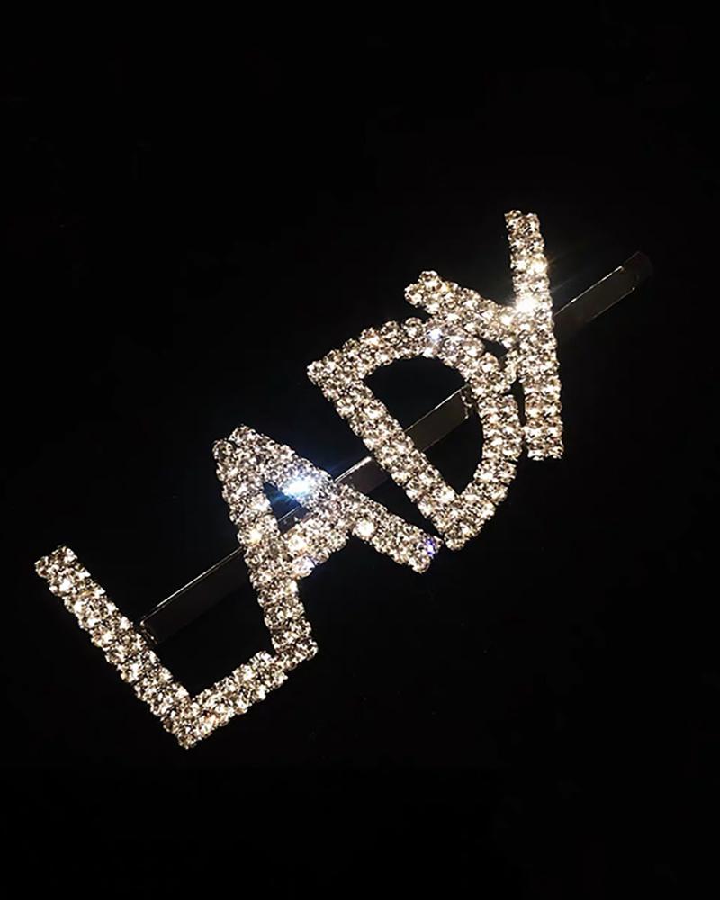 

Letter Pattern Studded Hair Clip, Style2