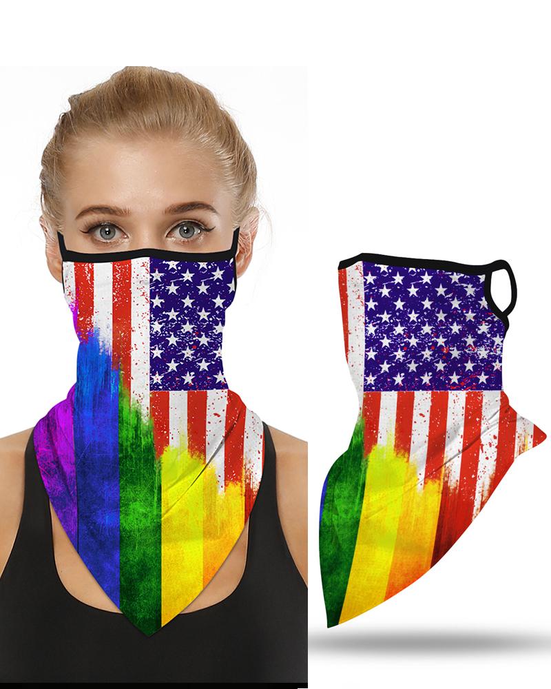 

Flag Print Breathable Face Cover Windproof Motorcycling Dust Outdoors, Multicolor