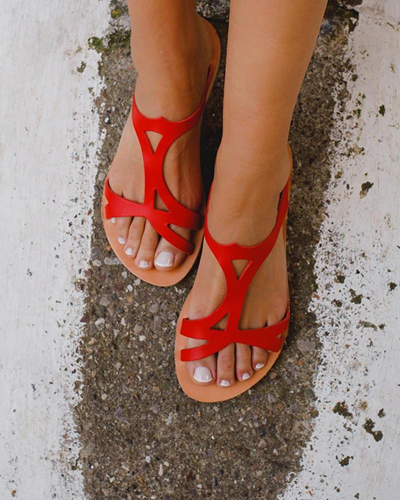 

Open Toe Cut Out Slide Sandals, Red
