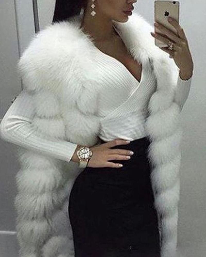

Warm Sleeveless Fluffy Vest Coat, White