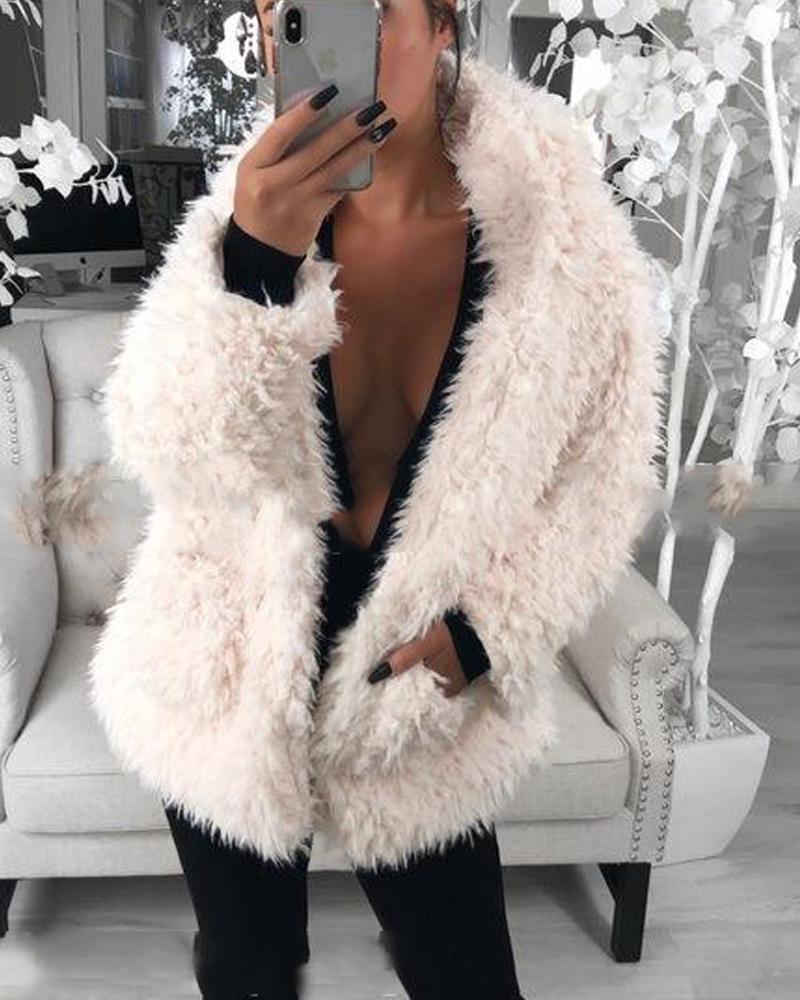 

Faux Shearling Double Pocket Coat