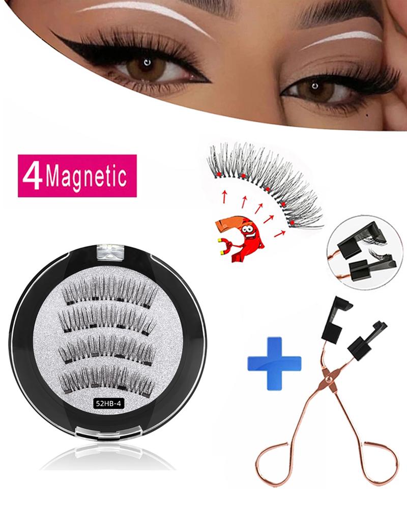 

3D Mink 5 Magnets Reusable False Eyelashes With 1PCS Eyelash Curler, Style2