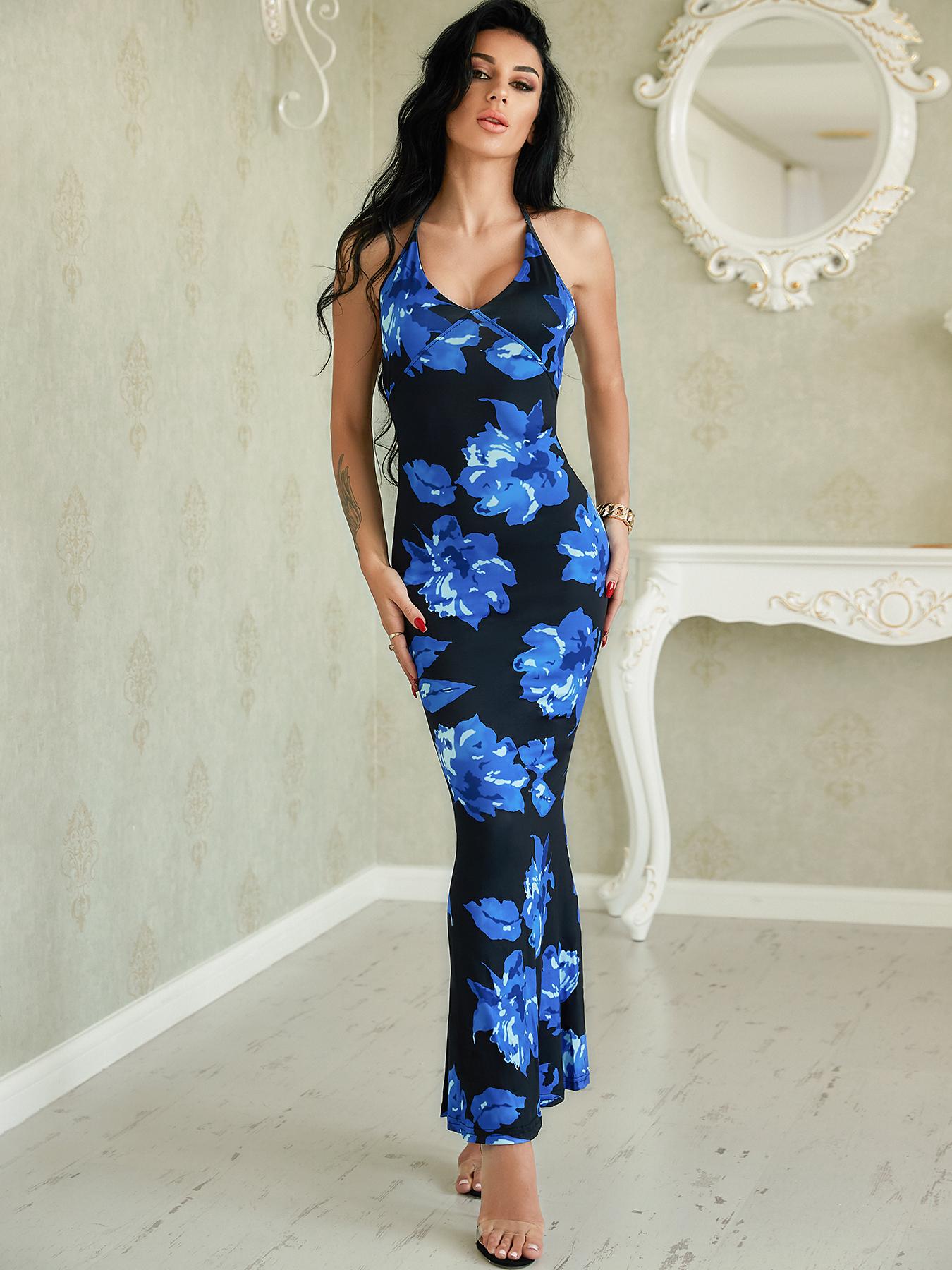 

Floral Open Back Maxi Dress