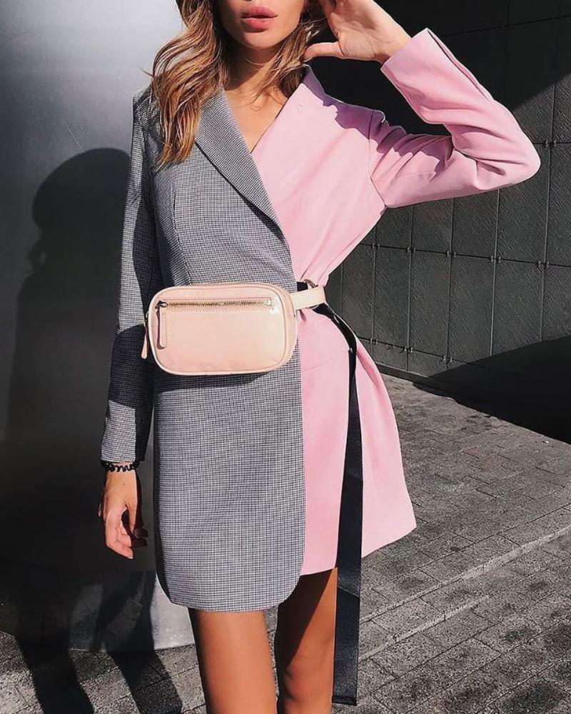 

V Neck Contrast Wrap Mini Dress