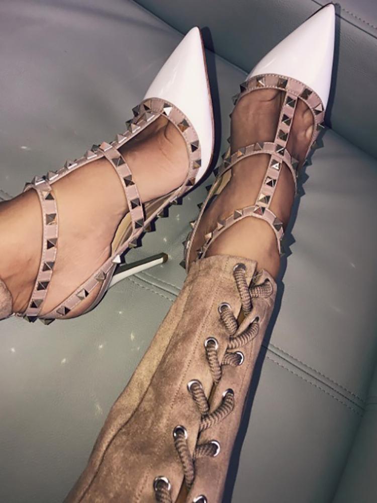 

Rivet Caged Ankle Strap Peep Toe Heels