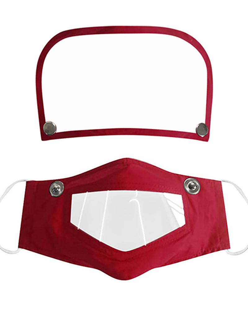 

Face Mask With Clear Window Visible Expression For Lip Reading With Eyes Shield, Wine red