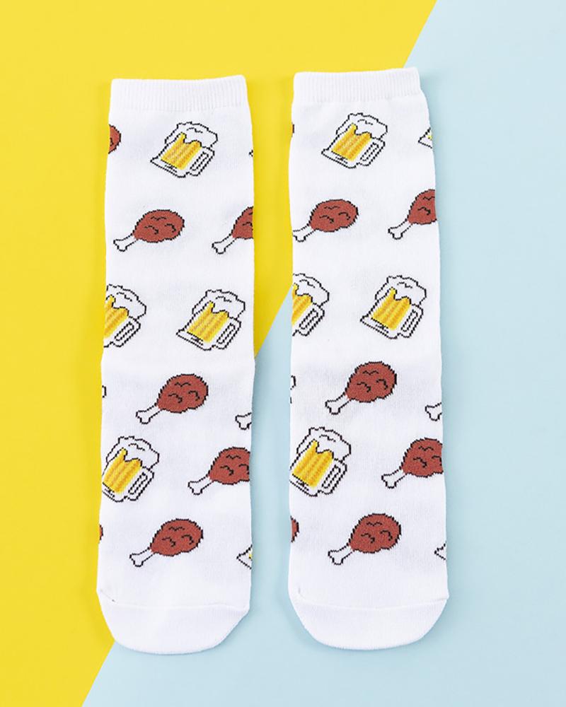 

Fruit / Graphic / Letter Print Socks, Style6