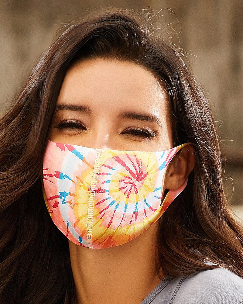 

Tie Dye Print Breathable Mouth Mask Washable And Reusable, Orange