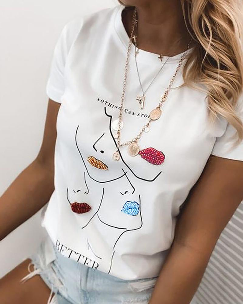 

Figure Print Short Sleeve T-shirt, White