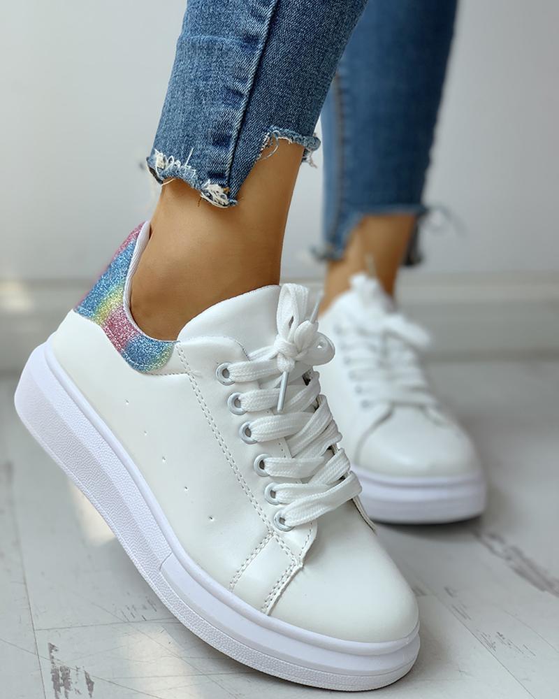 

Lace-Up Muffin Casual Sneakers, Multicolor