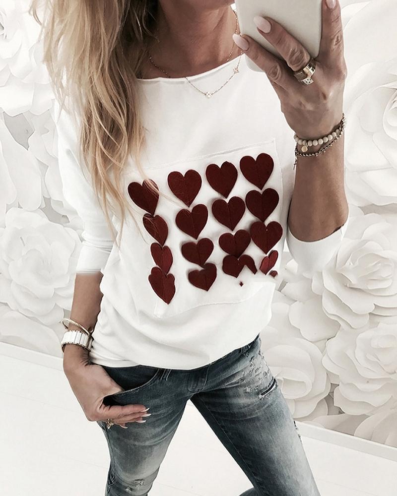 

Heart Pattern Long Sleeve Casual T-Shirt