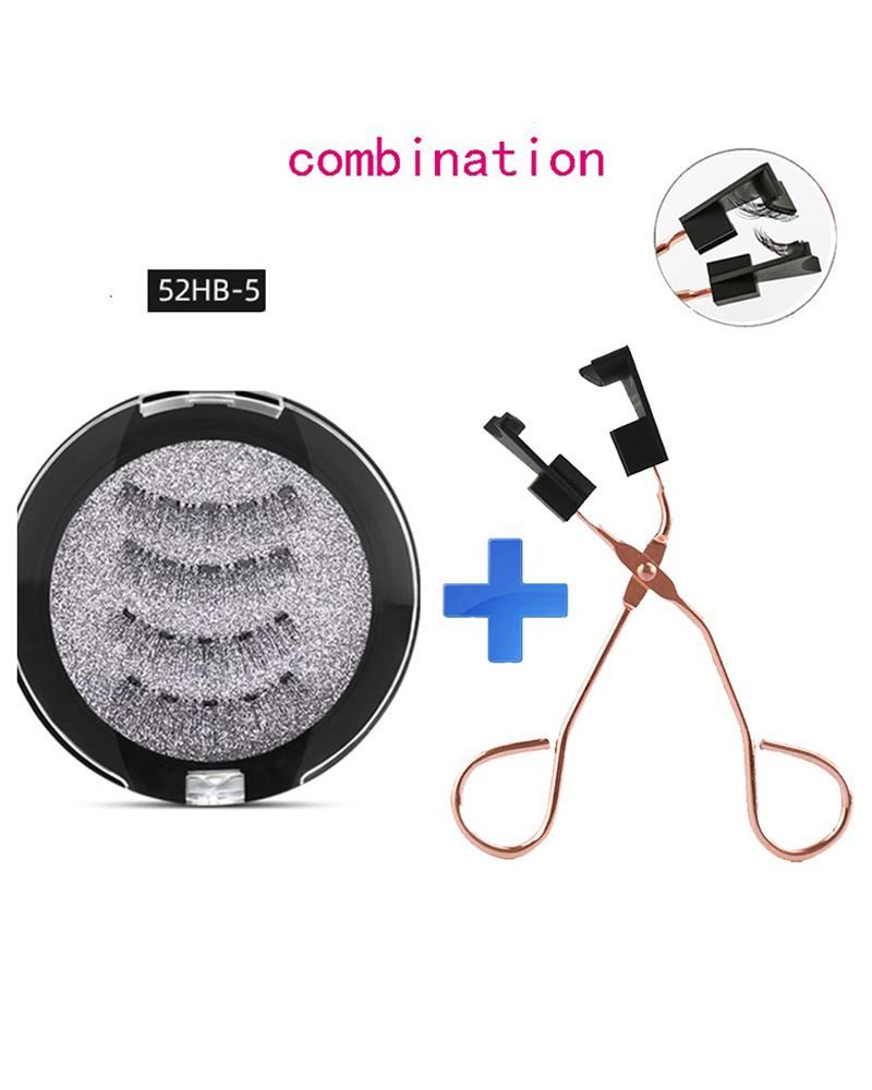 

3D Mink 5 Magnets Reusable False Eyelashes With 1PCS Eyelash Curler, Style4