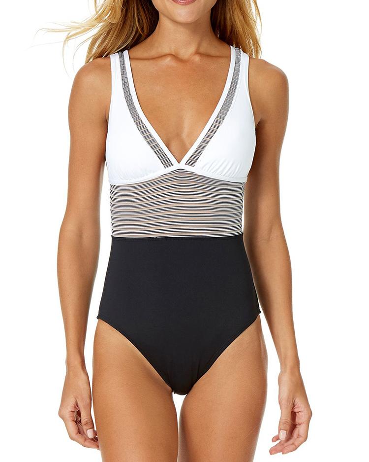 

Contrast Stripes One Piece Swimwear