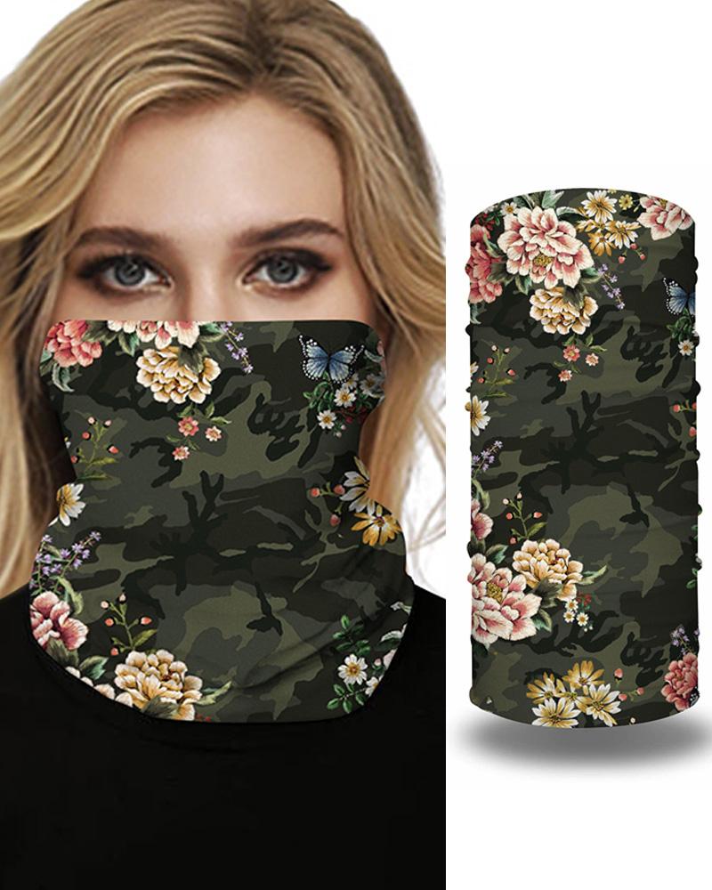 

Floral Print Breathable Face Bandana Magic Scarf Headwrap Balaclava, Army green