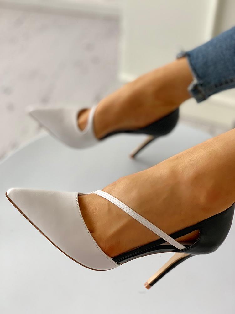 

Pointed Toe Contrast Color Cut Out Thin Heels