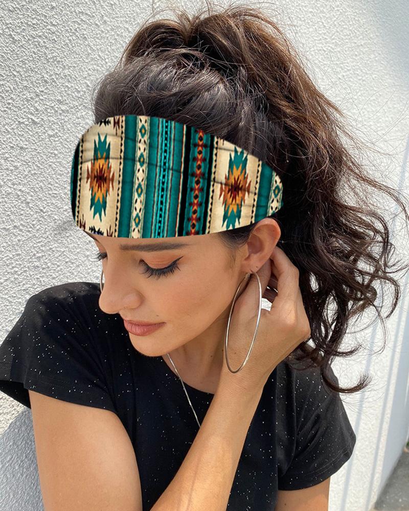 

Print Yoga Headwraps Hair Band, Green