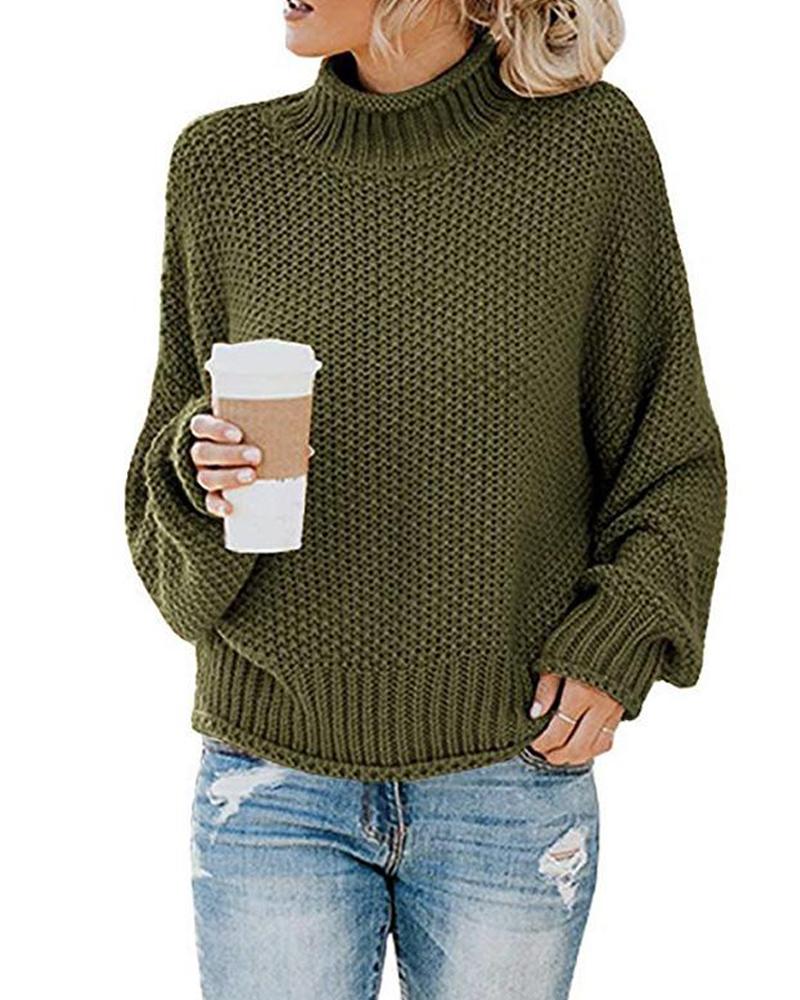 

Dolman Sleeve Loose Knitted Sweater, Army green