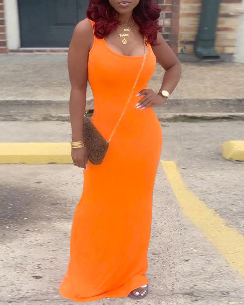 

Solid Color Tank Casual Maxi Dress