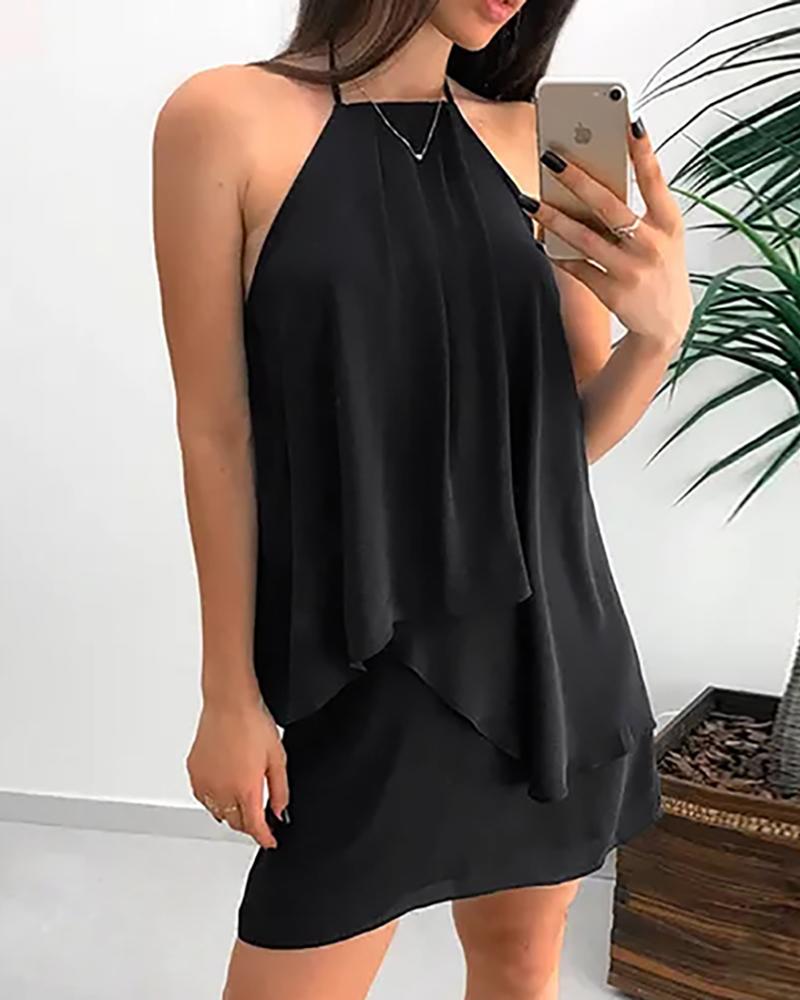 

Halter Sleeveless Backless Bodycon Dress, Black