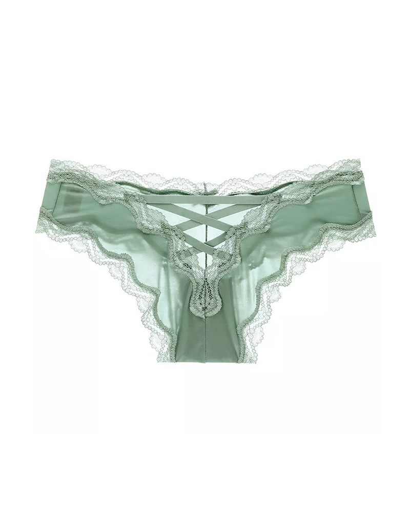 

Lace-up Crochet Lace Mesh Panty, Style3