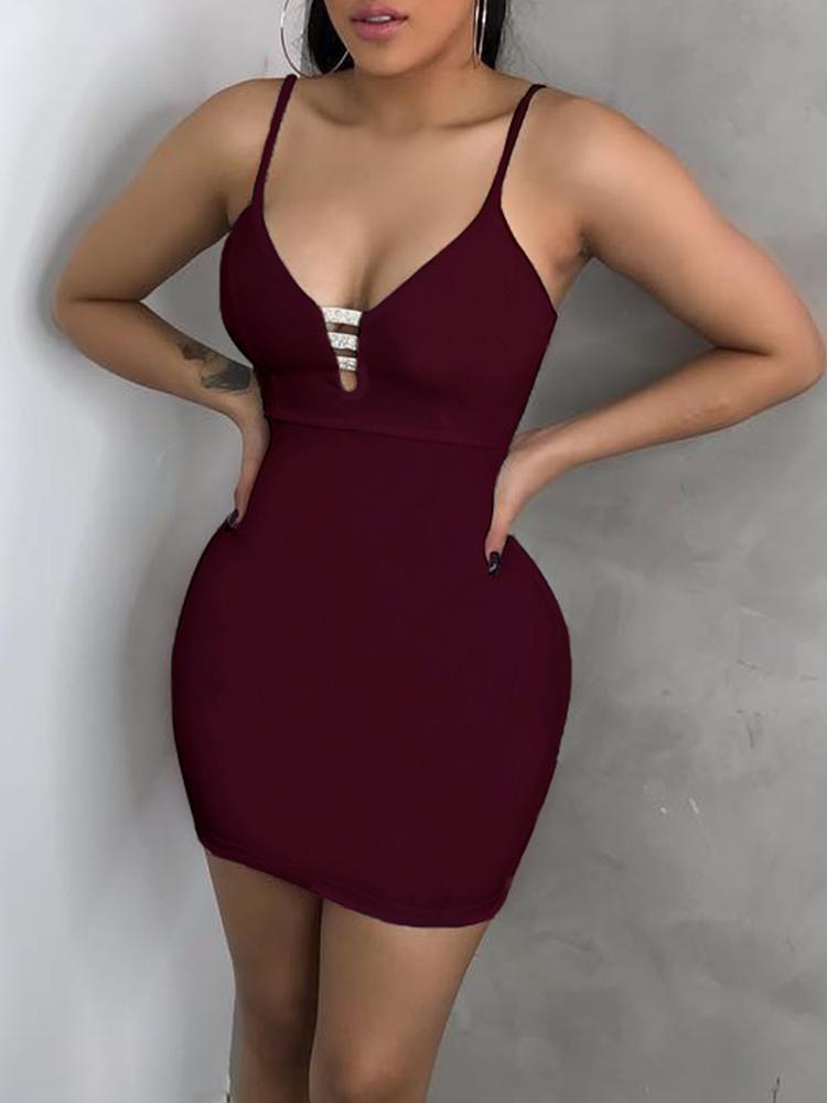 

Spaghetti Strap Cutout Detail Bodycon Dress