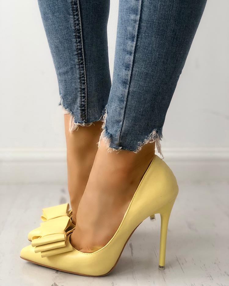 

Bowknot Pointed Toe Thin Heels, Yellow