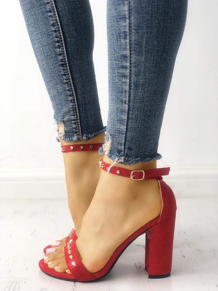 

Rivet Embellished Single Strap Chunky Sandals