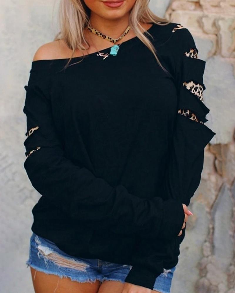 

Ladder Cut Out Long Sleeve Blouse, Black