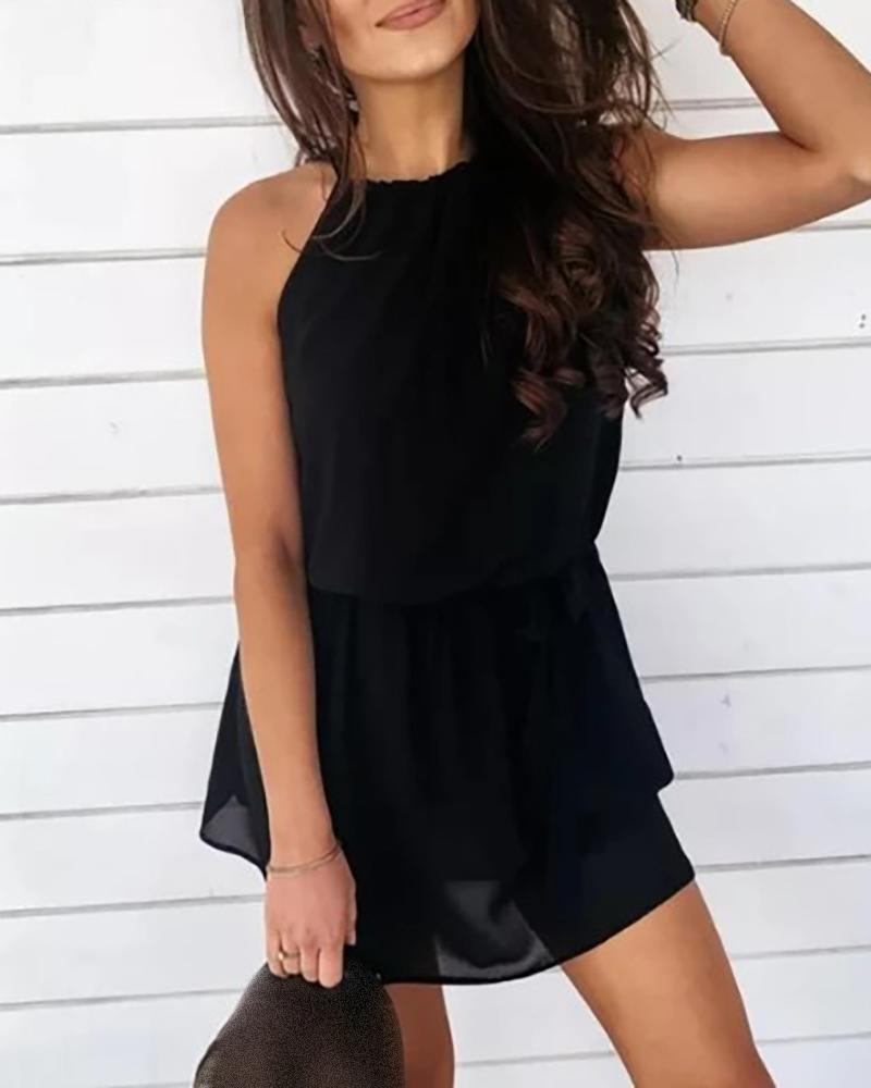 

Ruched Sleeveless Casual Dress, Black