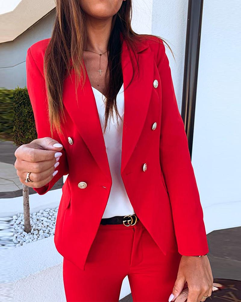

Long Sleeve Two-Button Blazer, Red