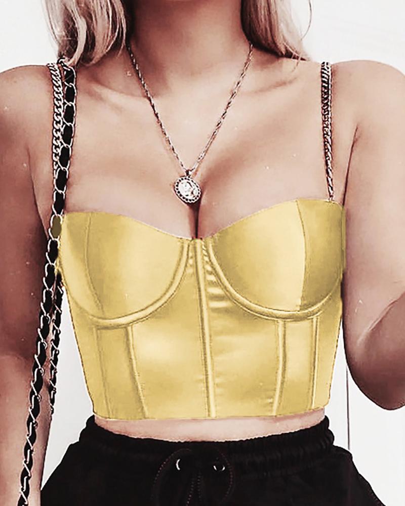 

Chain Spaghetti Strap Bodice Blouse, Gold