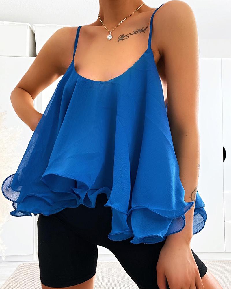 

Ruffle Detail Cami Top, Blue