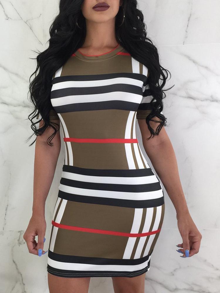 

Contrast Striped Mini Shesth Dress, Multicolor