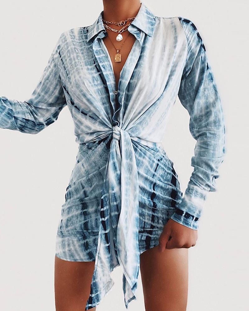 

Tie Dyed Mini Wrap Dress, Blue