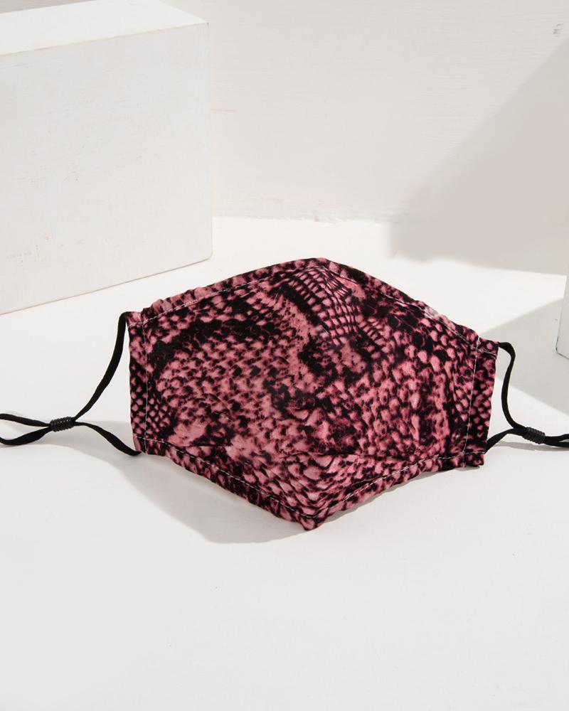 

Snakeskin Print Breathable Face Mask, Hot pink