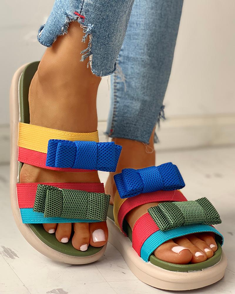 

Colorblock Elastic Casual Sandals, Multicolor