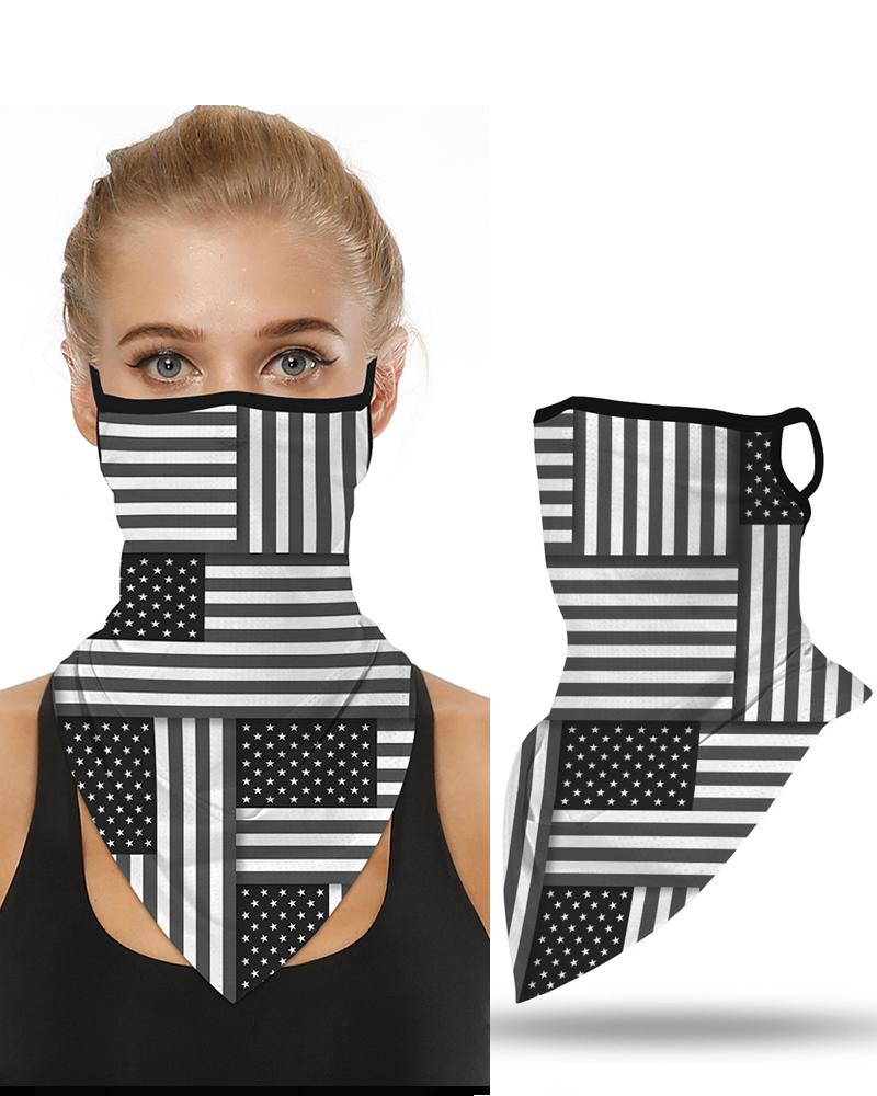 

Striped Star Print Breathable Face Cover Bandana Windproof Motorcycling Dust Outdoors, Black