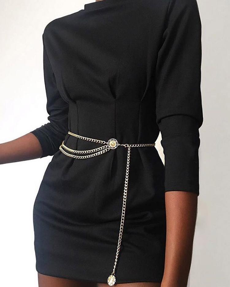 

Long Sleeve Ruched Waist Detail Dress