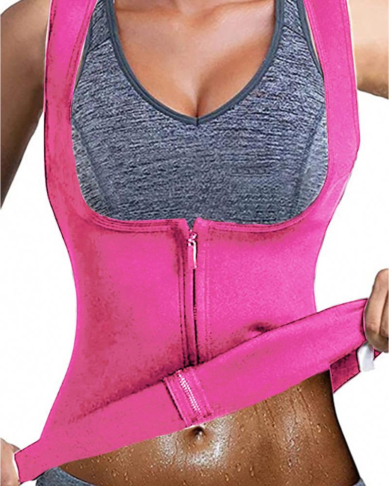 

Zipper Waist Trainer Vest Workout Slimming Corset Shaperwear, Hot pink