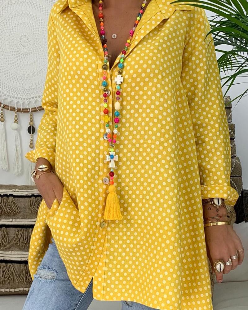 

Oversized Polka Dot Blouse, Yellow